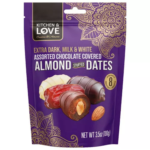 Almond Stuffed Dates Chocolate Covered - Assorted, 100g