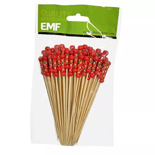 Bamboo Skewer Double Beaded - Red or Yellow, 50-Piece