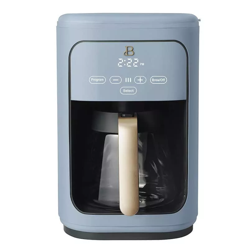 Beautiful 14-Cup Programmable Drip Coffee Maker with Touch-Activated Display, Cornflower Blue by Drew Barrymore