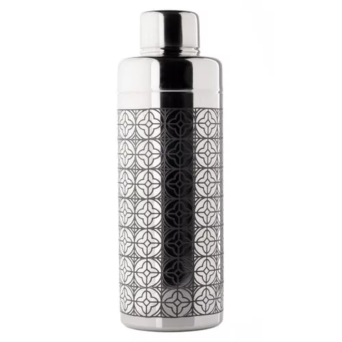 Cobbler Cocktail Shaker - Etched Stainless Steel, 8.75-in