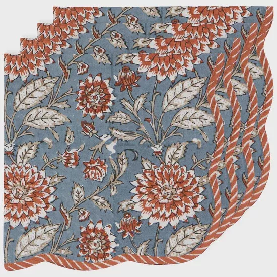 Dahlia Block Print Napkins | Set of 4