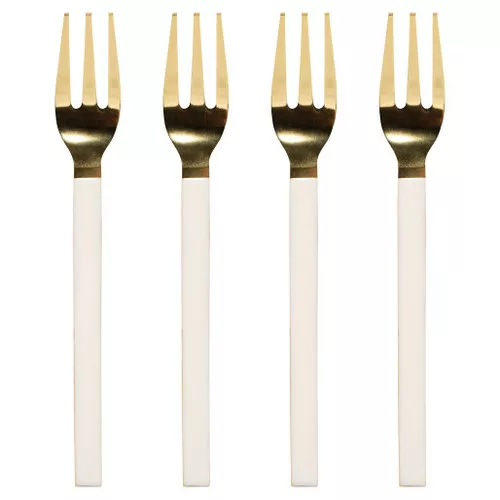 Dessert Forks - Ivory + Gold, Set of 4