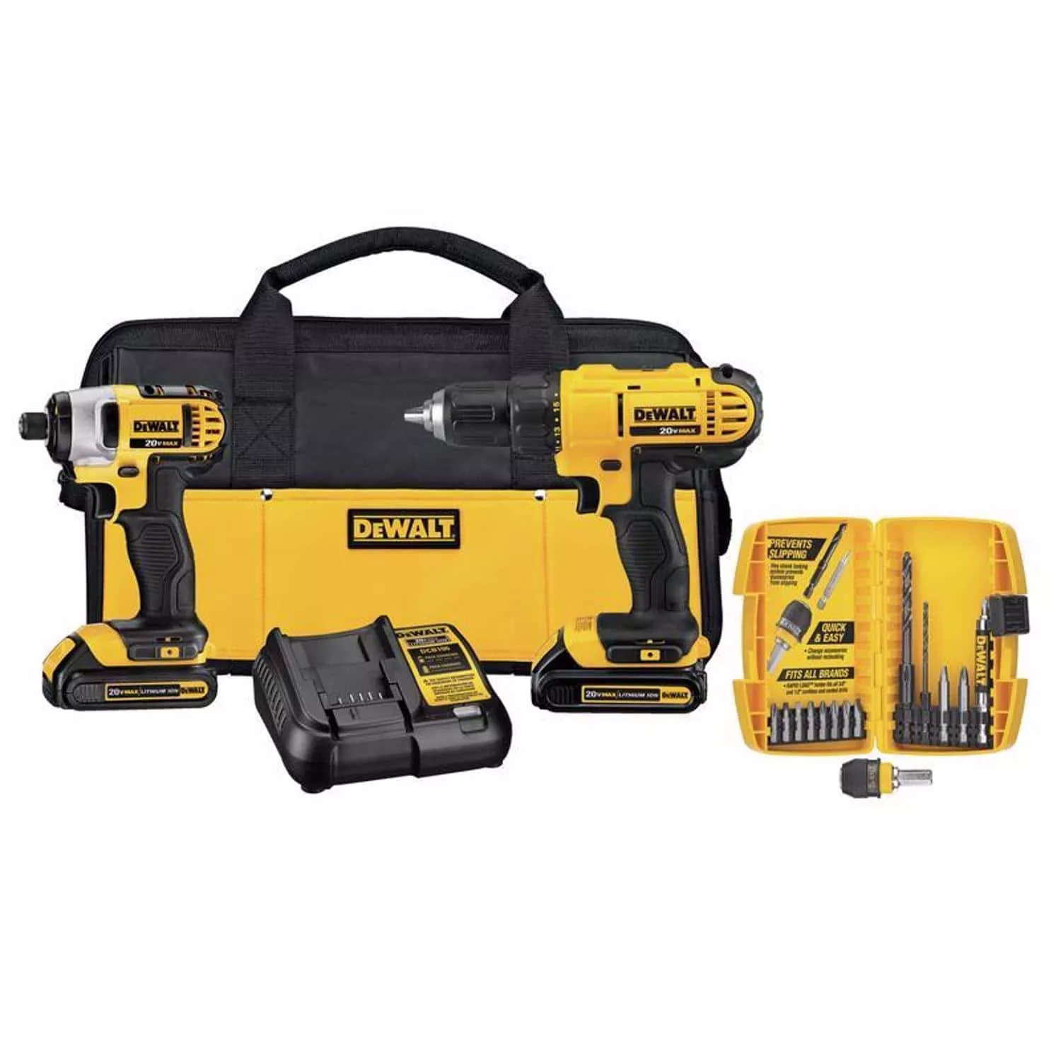 DeWalt DCK241C220V MAX Cordless Brushed 2 Tool Compact Drill and Impact Driver Kit