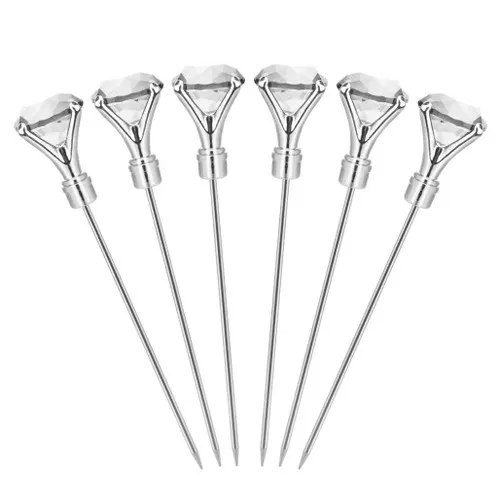 Diamond Cocktail Picks - Clear - Set of 6