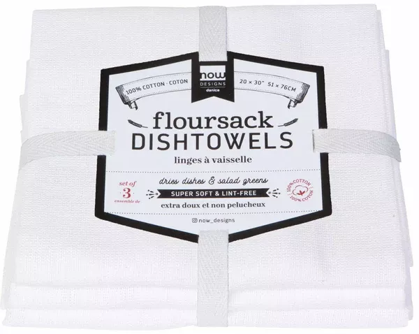 Dish Towel Floursack - White (Set of 3)
