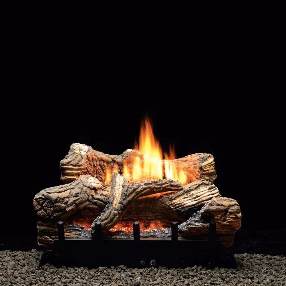 Emprie Flint Hill Ceramic Fiber Gas Log Set with Ventless Burner and Manual Pilot Valve
