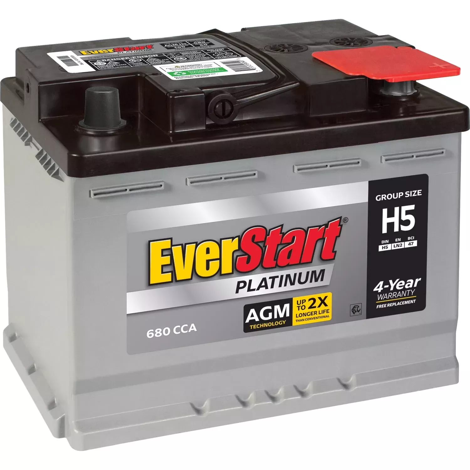EverStart Platinum BOXED AGM Battery, Group Size H5 12V, 680 CCA
