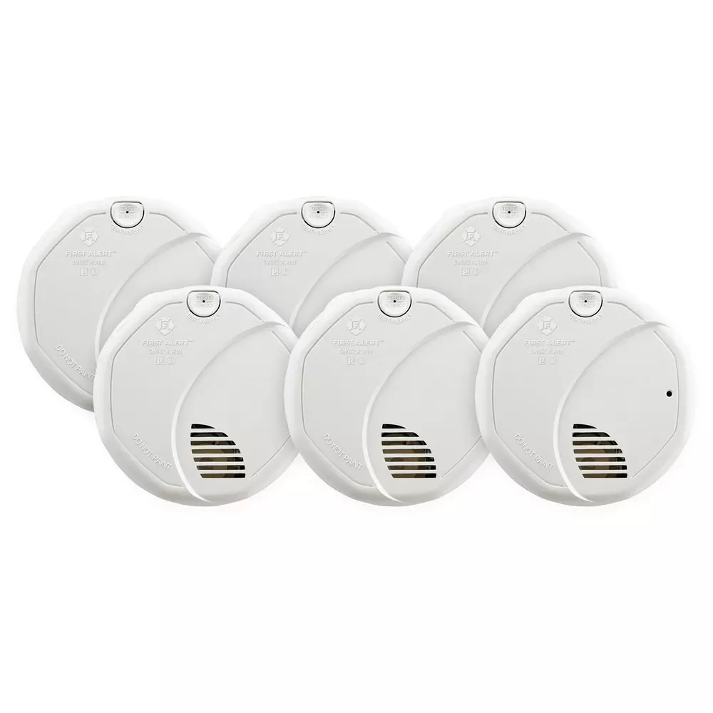 First Alert Brk 6-Pack Hardwired Photoelectric Sensor Ionization Sensor Smoke Detector