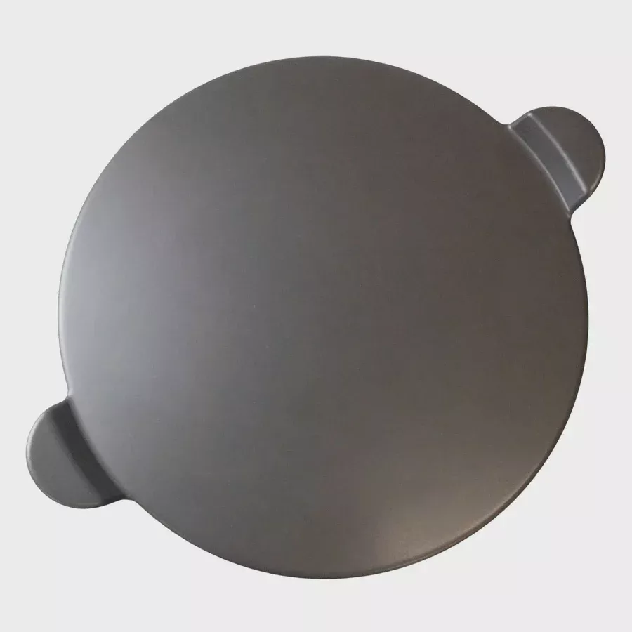 Glazed Round Pizza Stone with Handles, 13-Inch, Grey