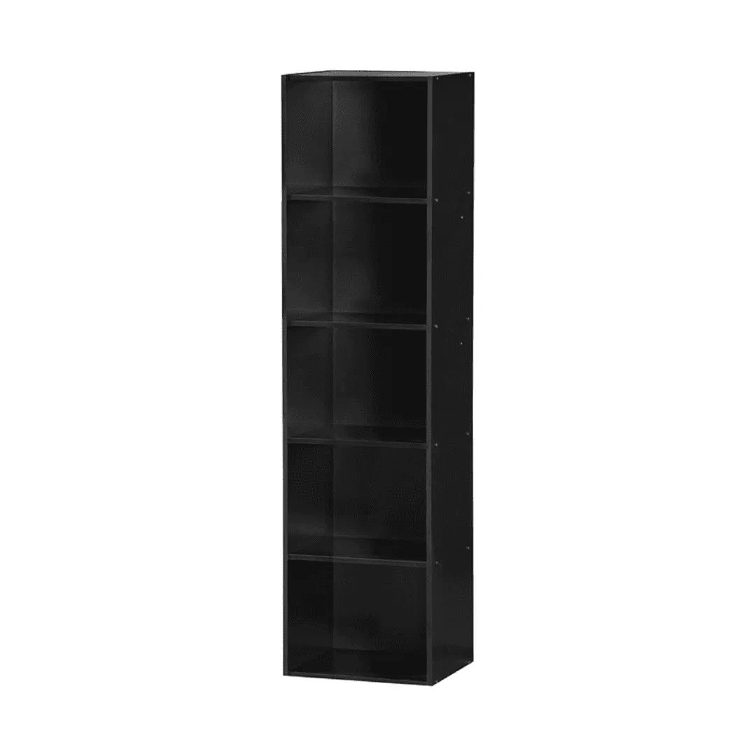 Hodedah Import 5 Shelf Bookcase, Black