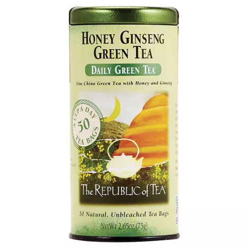 Honey Ginseng Green Tea - Tin, 50 Tea Bags