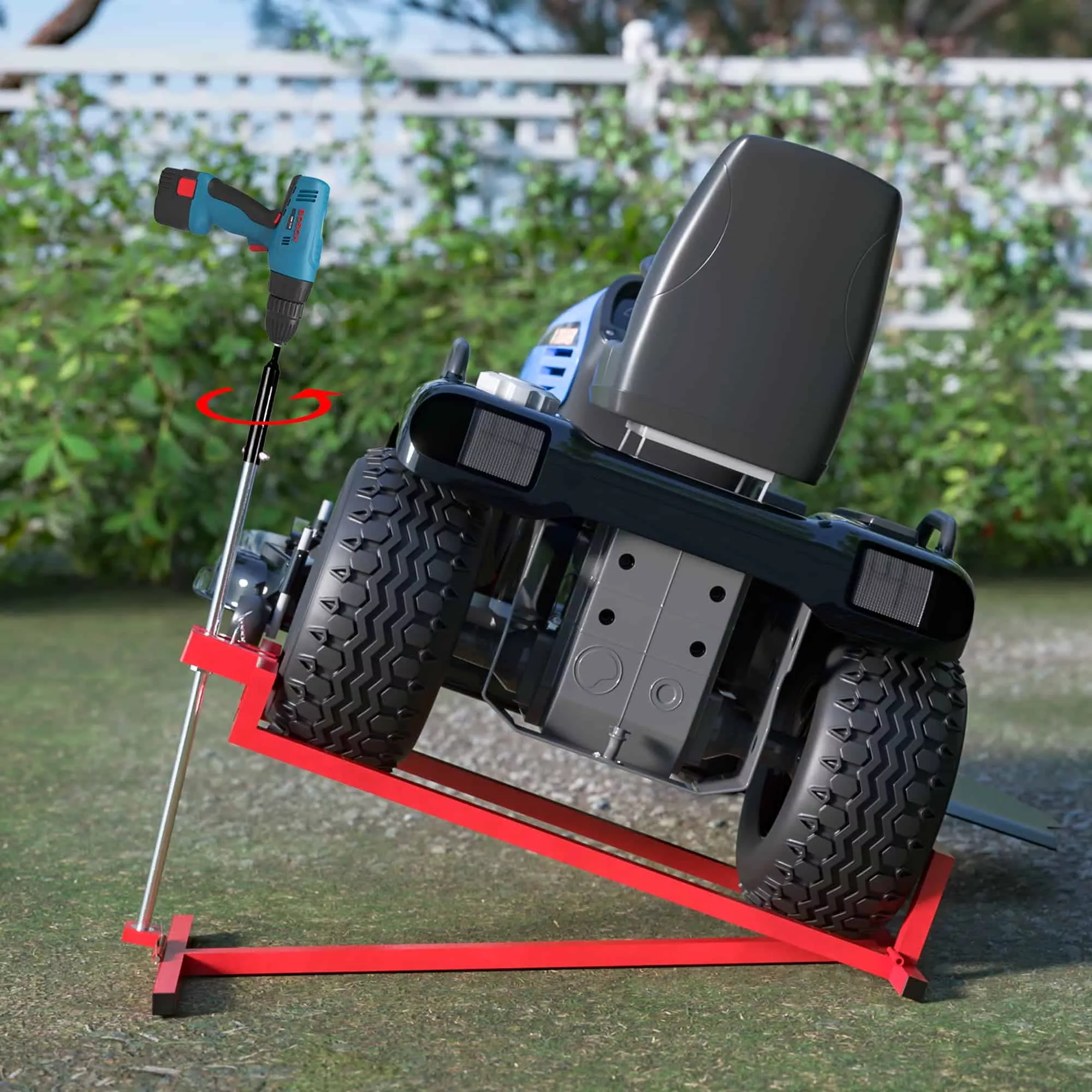 LZBEITEM Lawn Mower Lift Jack – 882 lbs Capacity for Tractors and Zero Turn Lawn Mowers Red