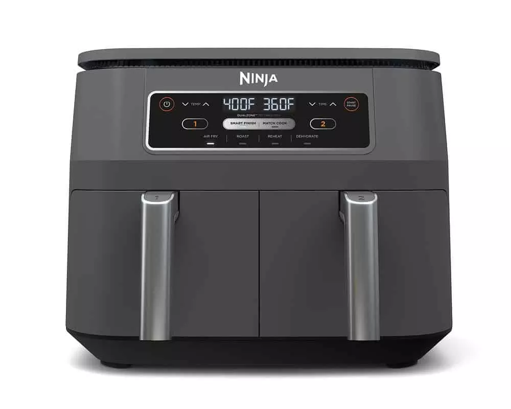 Ninja DZ100WM Foodi 4 in 1, 8 qt. 2-Basket Air Fryer with DualZone Technology, Air Fry, Roast & More, Black