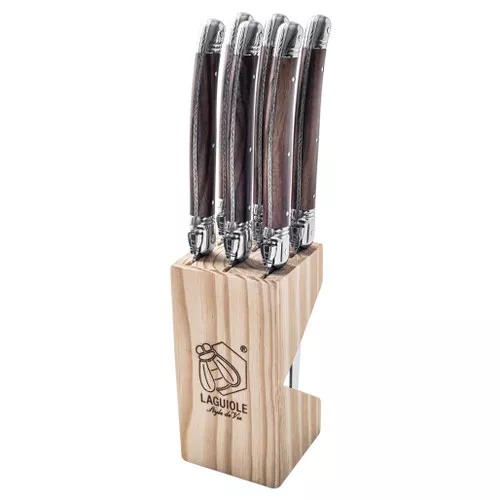 Premium Line Steak knives - Dark Wood Finish, Block of 6