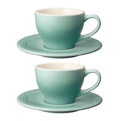 Sage Cappuccino Cups & Saucers,Set of 2