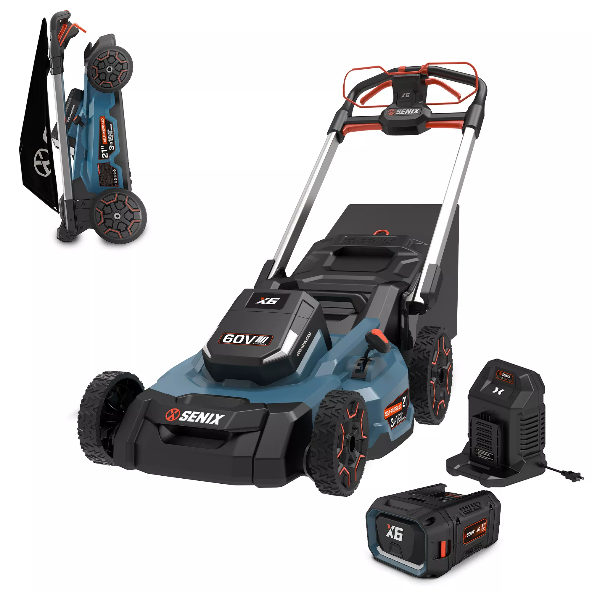 SENIX 60 Volt 60-volt 21-in Cordless Self-propelled Lawn Mower 8 Ah (1-Battery and Charger Included)