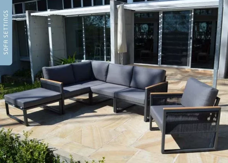 Shelta Ocean 6 Piece Corner Modular with Coffee Table and Ottoman