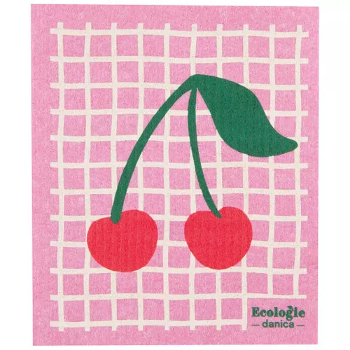 Swedish Dishcloth - Very Cherry, 6.5 x 8-in