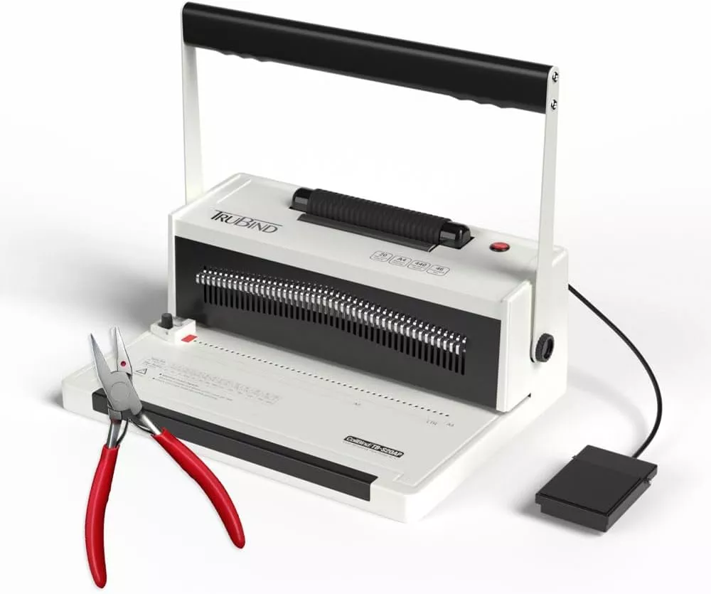 TruBind Coil Binding Machine with Electric Coil Inserter and Foot Pedal, 20 Sheet Punch Capacity, Bind up to 440 Sheets