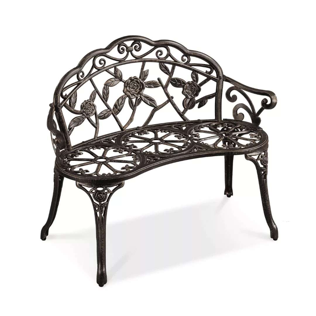 Yaheetech Patio Garden Bench Park Bench Outdoor Benches, Aluminium Patio Yard Bench, Bronze